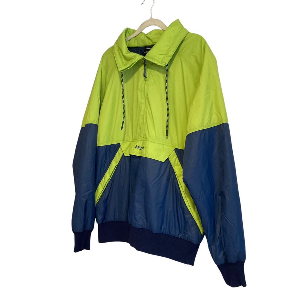 Marmot Lime Green Blue Anorak 3M Thinsulate Lightweight Macaw Coat Size Large - Picture 16 of 16